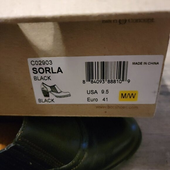 B.o.c Sorla Block Heel Black Pebble Leather Slip on Stretch Ankle Booties. - Picture 6 of 6